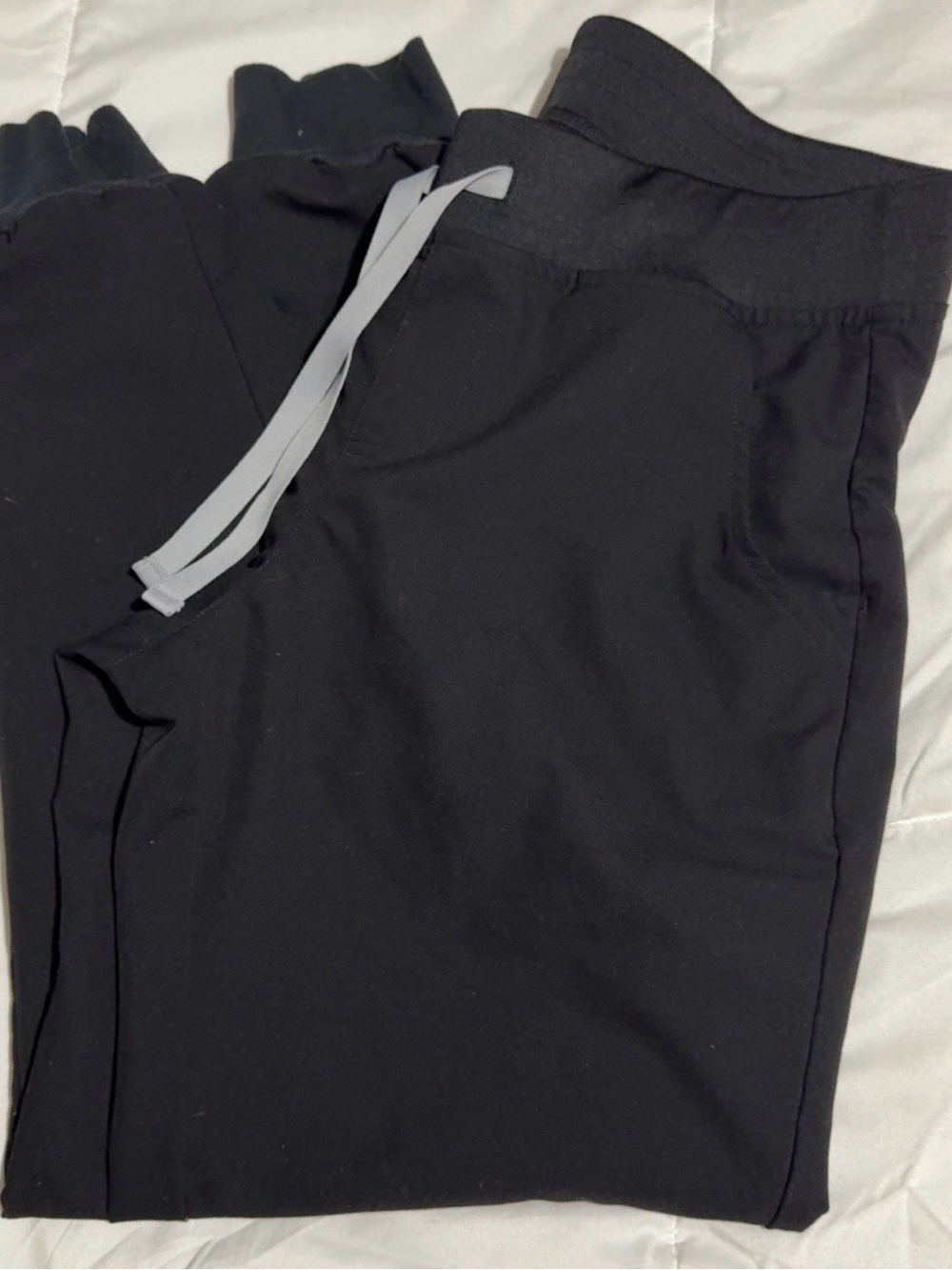 Figs Black Jogger Pants with Gray Drawstring